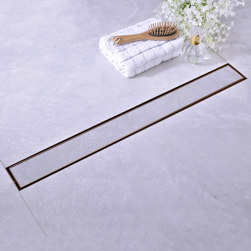 Top quality Rose gold bathroom floor drain 600mm 23.62 inch shower drainer Invisible Insert tile floor drain Prevent odor