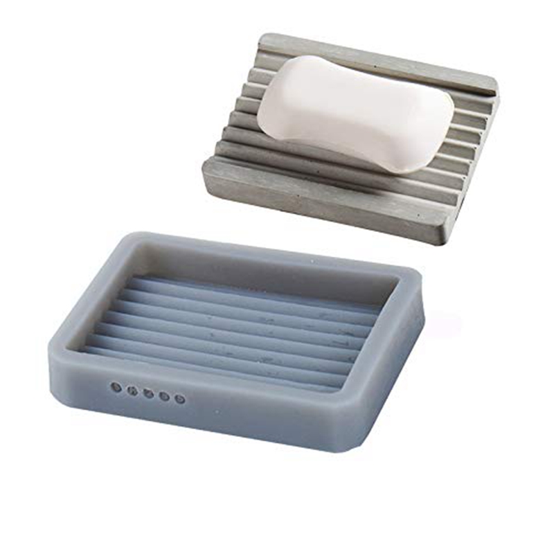 Nicole Silicone Concrete Mold Rectangular Soap Dish Rectangular with Stripe Handmade Cement Mould