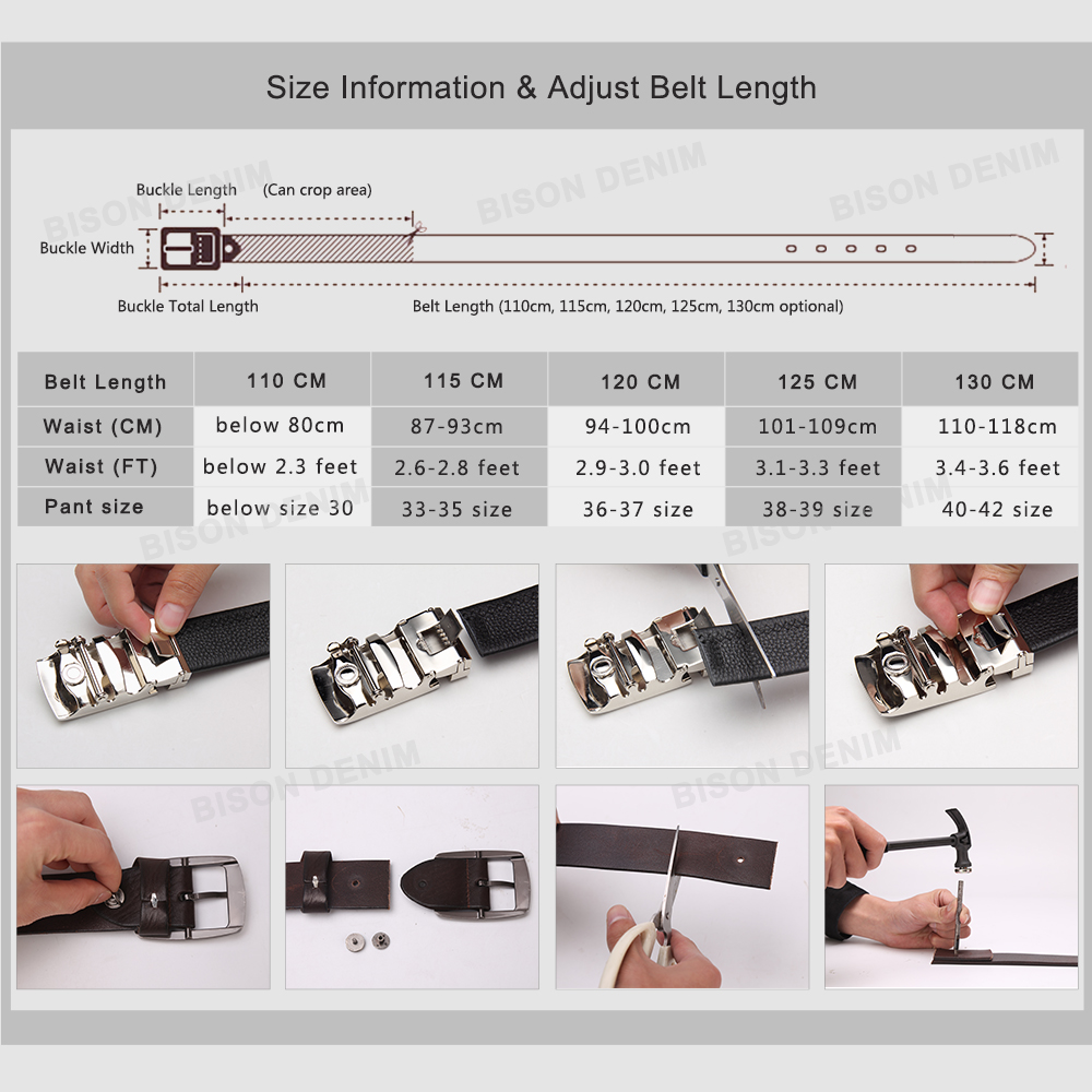 BISON DENIM Cowskin Belt Men Accessories Cowboy Genuine Leather Belts For Men Vintage Pin Buckle Mens Belts Gift For Man N71015