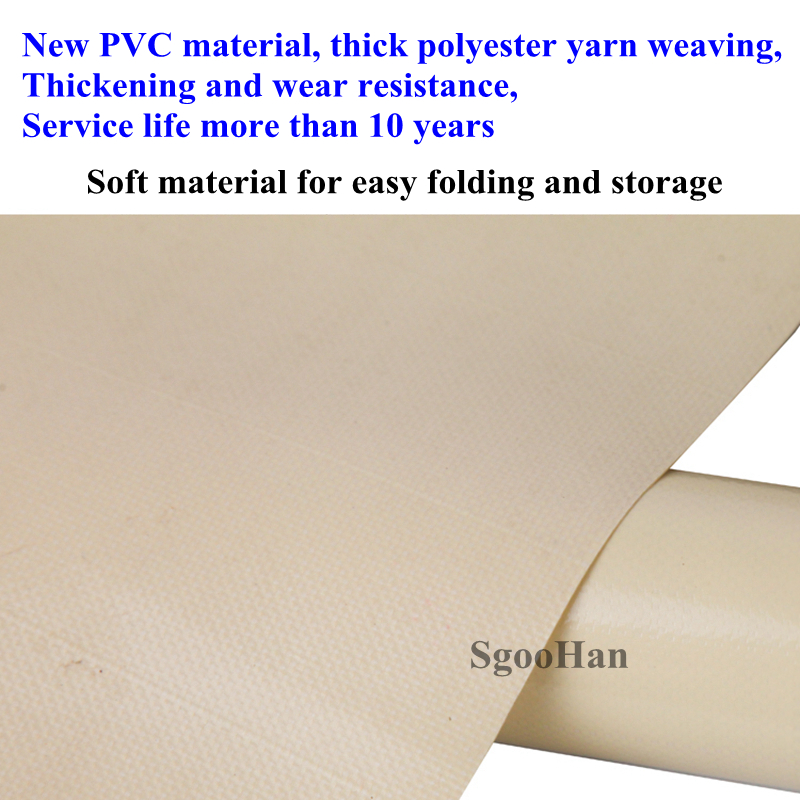 3X3M Beige Truck Canopy PVC Coated Banner Tarpaulin Rainproof Cloth Outdoor Awning Oxford Oilcloth Shade Sail Waterproof