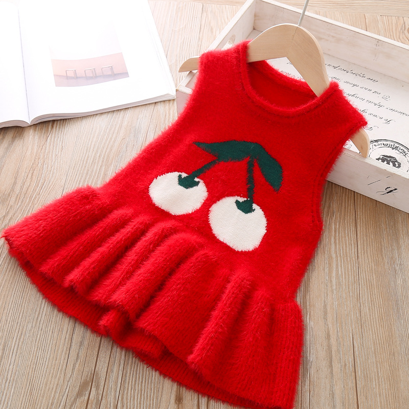 Winter Autumn Baby Girls Dress Vest Waistcoat Sweater For Girl Cute Knitted Wear Clothes Children Kids Infant Knitwear Outerwear