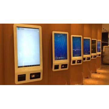 Public Restaurant canteen Self Service Food Ordering touch interactive terminal kiosk machines signage with printer