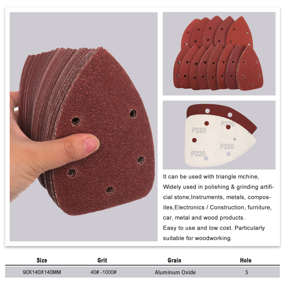 10pcs 140*90 Self-adhesive Sandpaper Triangle Sander Paper Hook Loop Sanding Disc Abrasive Tools For Polishing Grit 40-1000#