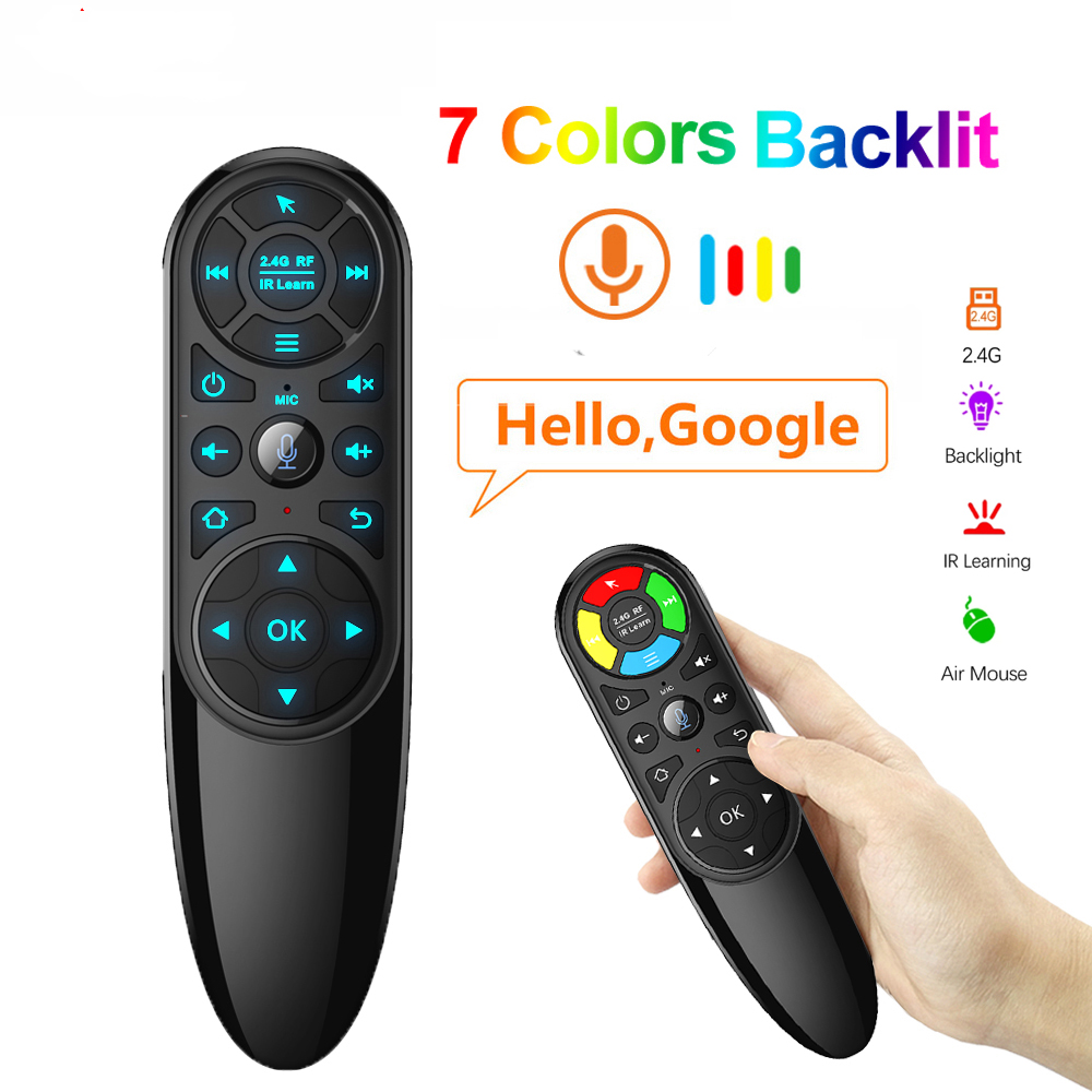 Q6 Pro Voice Remote Control 7 Colors Backlit Gyroscope IR Learning 2.4G Wireless Air Mouse Smart Remote Control For X96MAX TVBOX