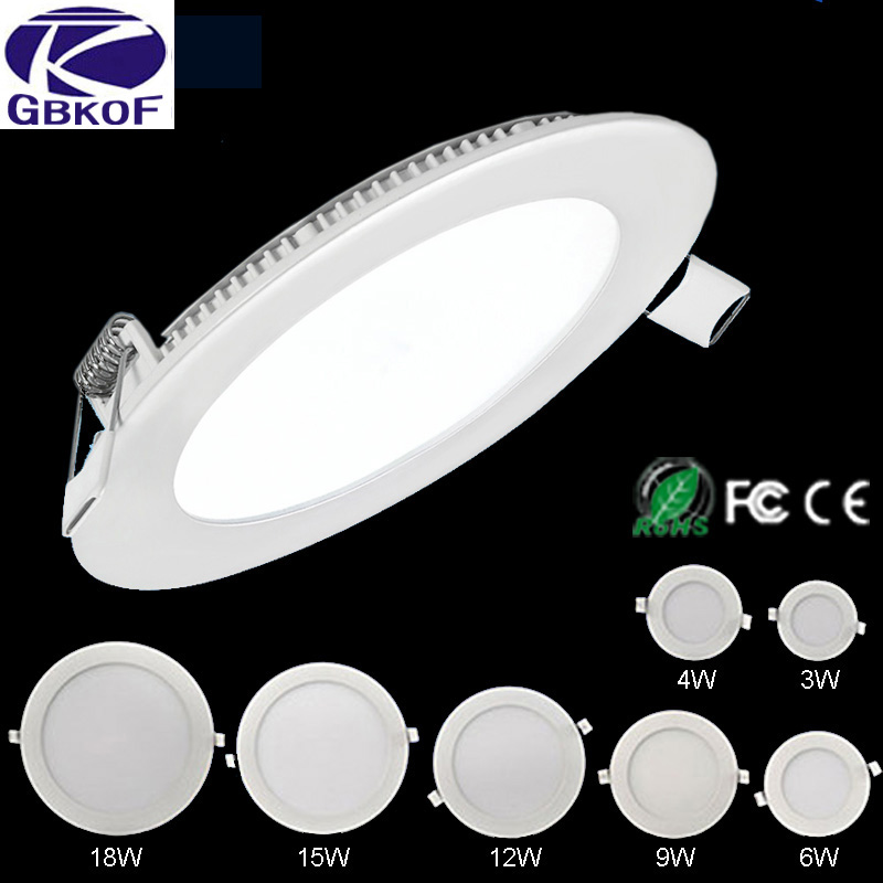 1pcs/lot Ultra thin 3W/4W/ 6W / 9W / 12W /15W/ 25W LED Ceiling Recessed Grid Downlight / Slim Round Panel Light