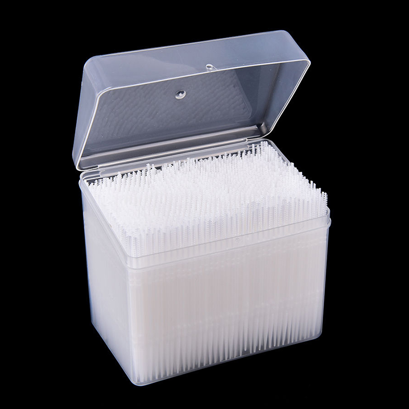 1100Pcs Gum Interdental Floss Plastic Double-Headed Brush Stick Toothpicks Teeth Oral Cleaner White 6.5cm