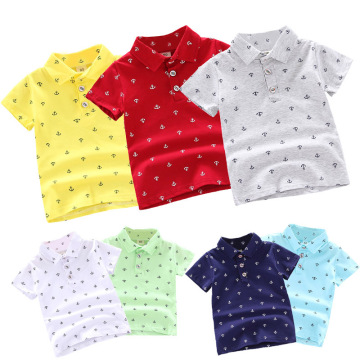 Summer Polo Shirt Baby Boys Girl Short Sleeve Lapel Clothes Kids Cotton Print Breathable Tops Children's Clothing YQJM01