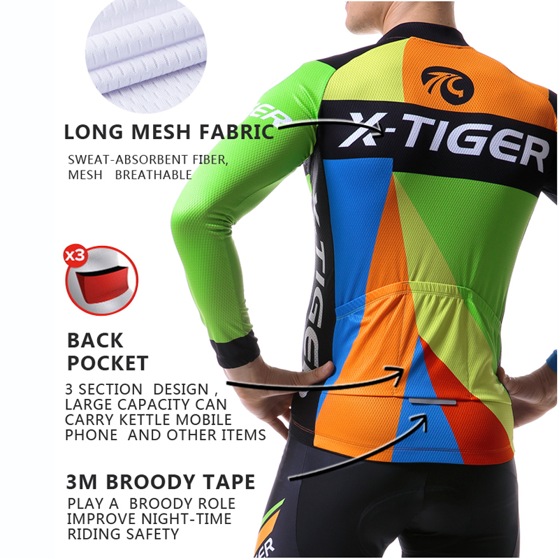 X-Tiger Long Sleeve Ropa Ciclismo Pro Cycling Jerseys Autumn Mountain Bicycle Cycling Clothing/Racing Bike Clothes For Man