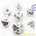 Bescon Shiny Silver-Ore Lode Solid Metal Dice Set, Raw Metal Polyhedral D&D RPG 7-Dice Set