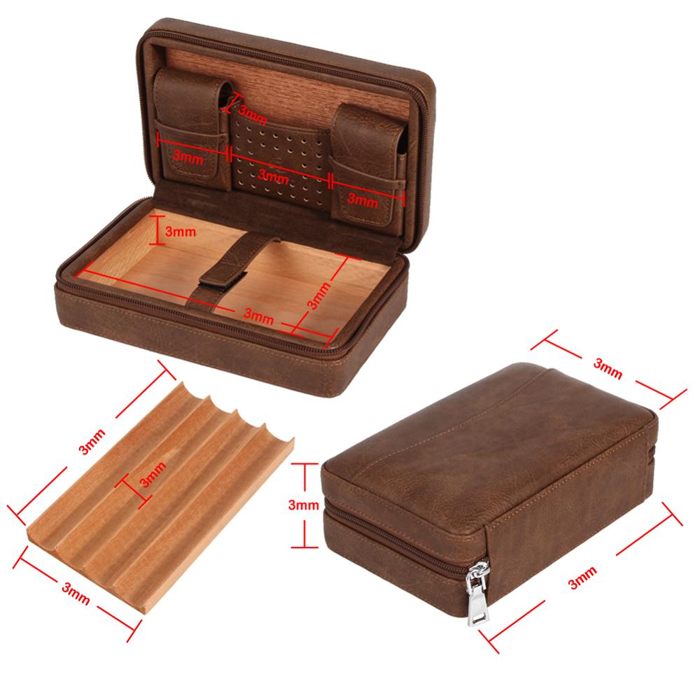 GALINER Travel Cigar Humidor Box Cedar Wood Leather Cigar Case Portable Humidor For 4 COHIBA Cigars Box W/ Gift Box