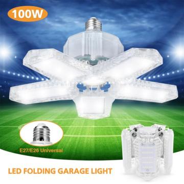 LED Garage Light 360 Degrees Deformable Ceiling Light For Home Warehouse Workshop Folding Five-Leaf Deformation Lamp AC85-265V