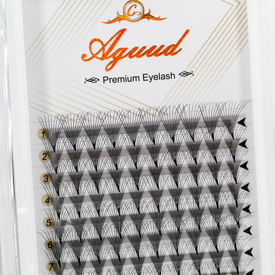 AGUUD 0.05 Sharp Pointy Stem Premade Lashes 3D/5D/6D/8D/10D/12D/14D Pre Made Russian Volume Fan Eyelash Extension Narrow Base