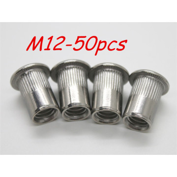 M12 Metric thread 304 Stainless Steel Rivet Nut Rivnut Inserts Nut 50Pcs/Lot Free Shipping