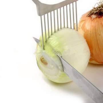 Stainless Steel Onion Cutter Onion Fork Fruit Vegetables Cutter Slicer Cutter Knife Cutting Safe Aid Holder Kitchen Accessories