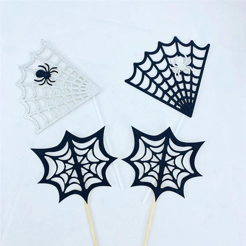18 Pcs Halloween Cake Toppers Spider Web Pattern Cake Decoration