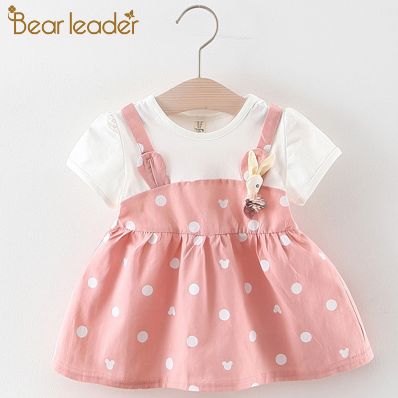 Bear Leader Baby Dresses 2019 New Summer Baby Girls Clothes Flowers Embroidery Princess Newborn Dresses With elt For 6M-24M