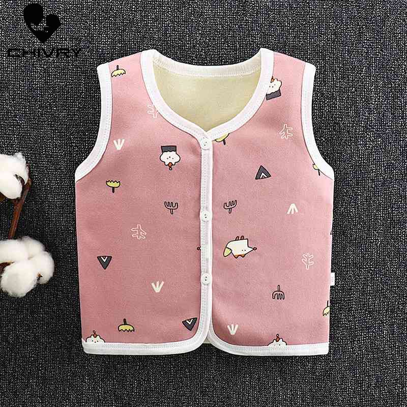 New 2020 Autumn Winter Boys Girls Sleeveless Wool Vest Jacket Cartoon Print Coat Kids Warm Cashmere Fur Vest Outwear Clothes