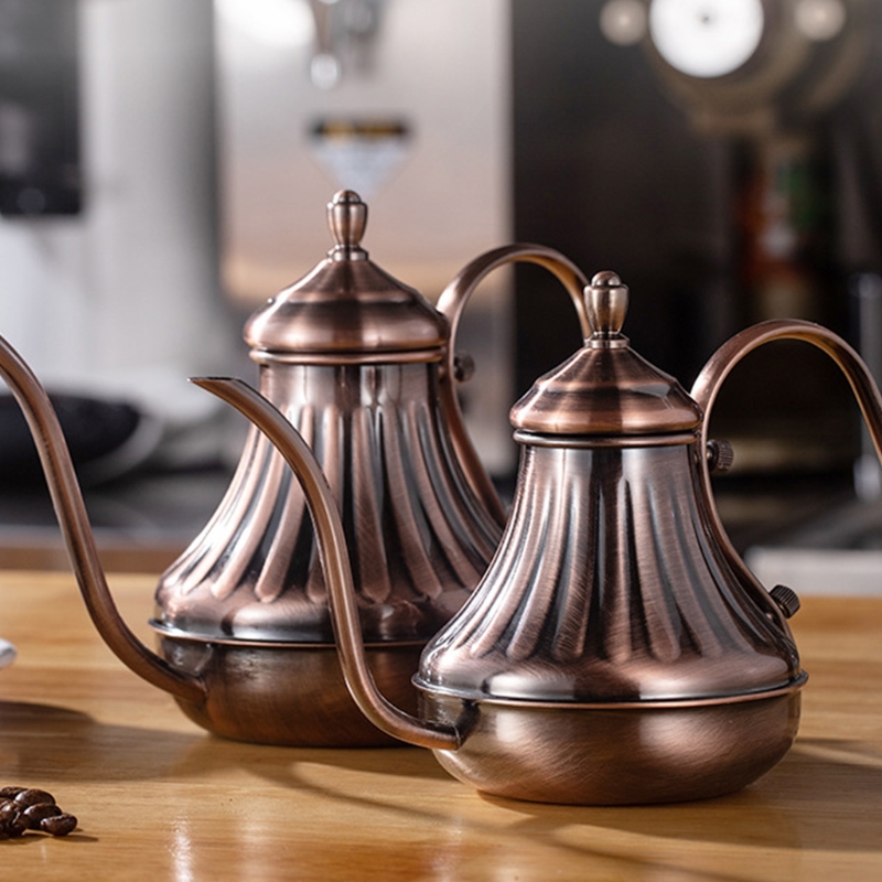 Royal Fine Mouth Gooseneck Coffee Pot Long Spout Pour Over Drip Coffee Kettle Bronze 304 Stainless Steel DIY Coffe Maker Teapot