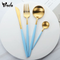 Luxury Dinnerware Set 18/10 Stainless Steel Flatware Set Matte Gold Tableware Knives Fork Set Western Food Set