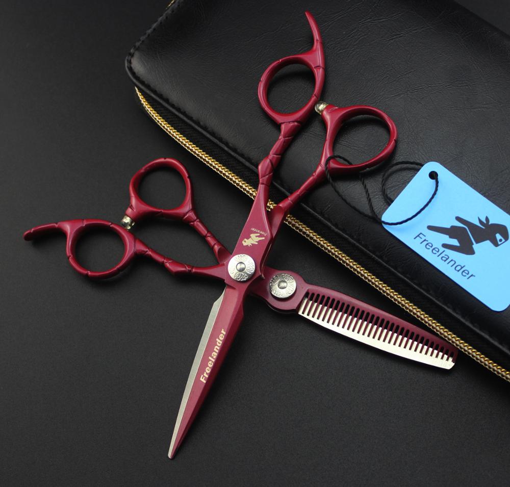 6 inch Cutting Thinning Styling Tool Hair Scissors Red crocodile handle Salon Hairdressing Shears Professional barber Scissors