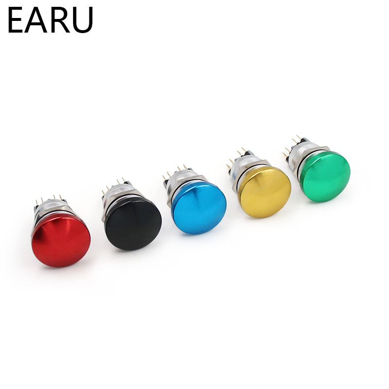 22mm Metal Aluminum Switch Push Button Mushroom Emergency Stop Push Button IP67 Waterproof Switch Momentary Latching 1NO 1NC