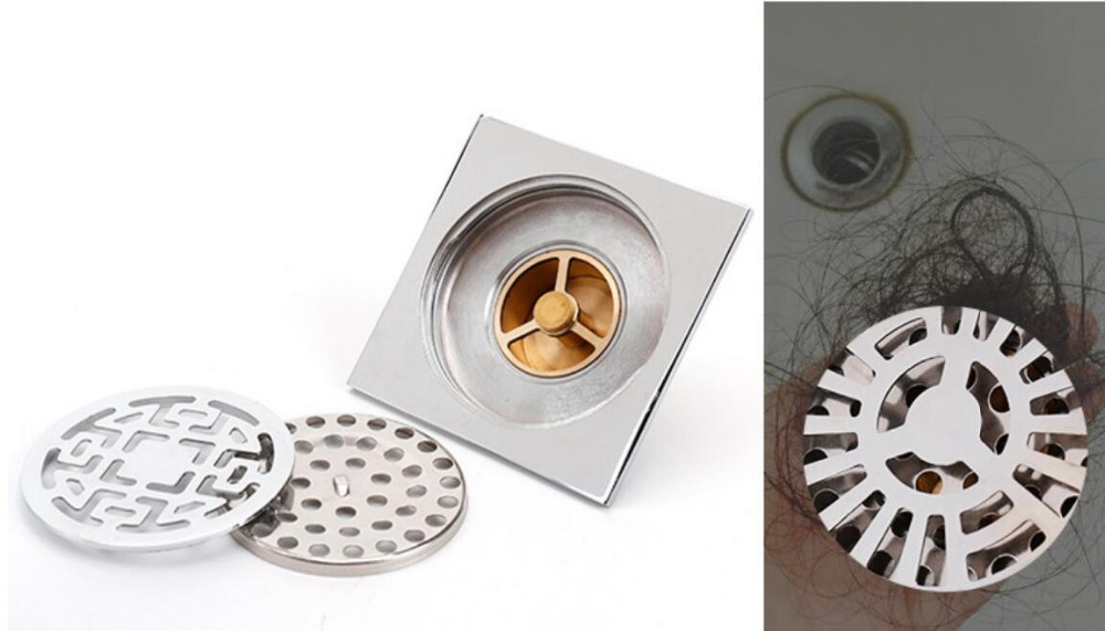 10 cm plating pure copper square washing machine dual-use floor drain cover shower waste water drain grid floor drain