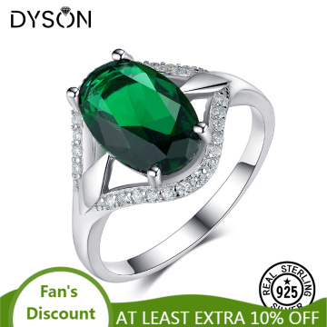 Dyson 925 Sterling Silver Ring Luxury Created Nano Emerald With Clear Cubic Zirconia Rings For Women Gifts Classic Fine Jewelry