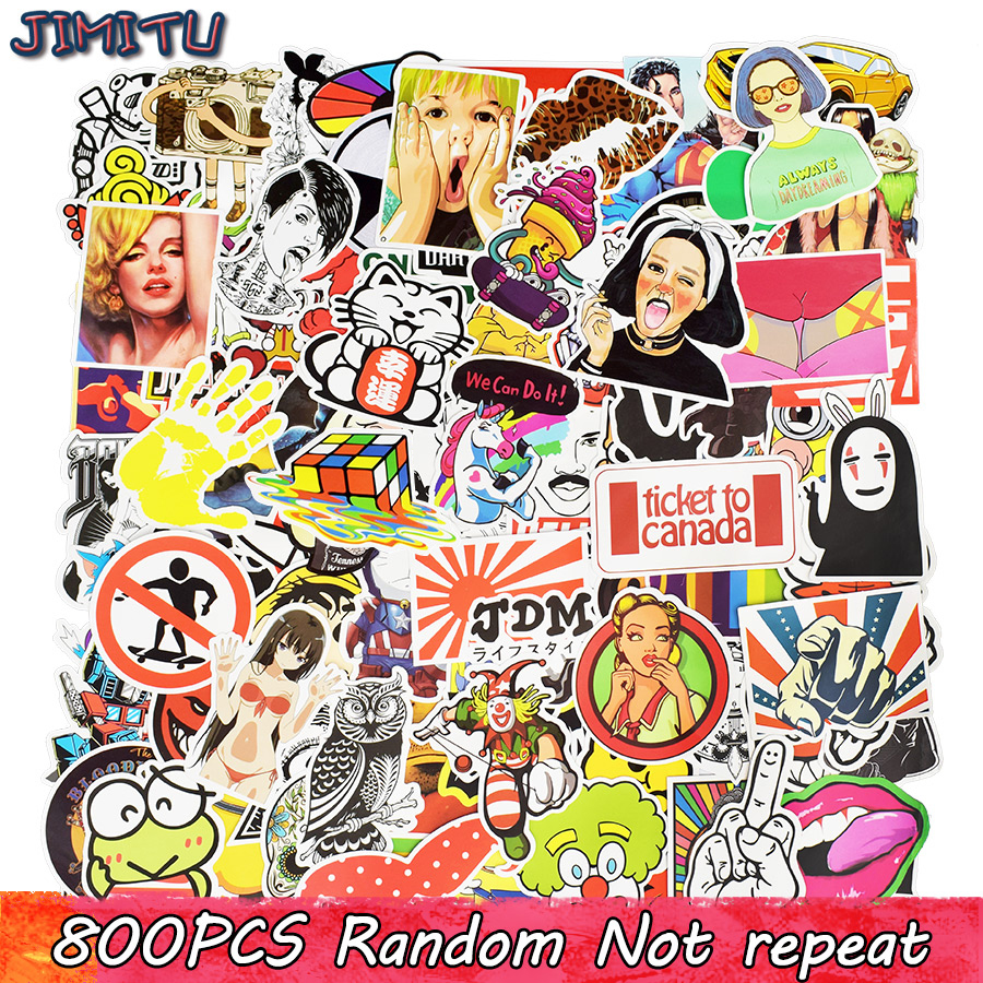 800Pcs Random Stickers Mixed Anime Kid's Toy Funny Stickers for DIY Sticker on Luggage Bike Laptop Skateboard Fridge Car Phone