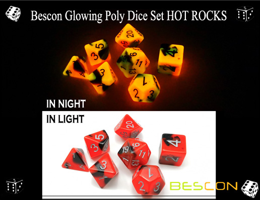 Bescon Glowing Poly Dice Set HOT ROCKS-4