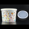 50pcs Disposable ice cream paper bowl thickening 300ml cartoon big salad fried yogurt bowl soup food paper cup with lid