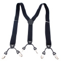 Man's Suspenders Black Leather Braces Vintage Casual 6Clips Suspensorio Tirantes Trousers Strap Father/Husband's Gift 3.5*120cm