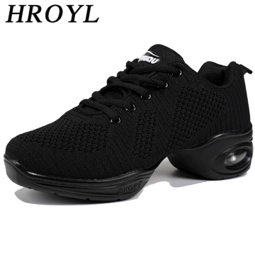 New Square Dance Shoes For Women Dance Sneakers Jazz Shoes Air Cushion Design Flying Mesh Breathable And Comfortable 4CM Heel