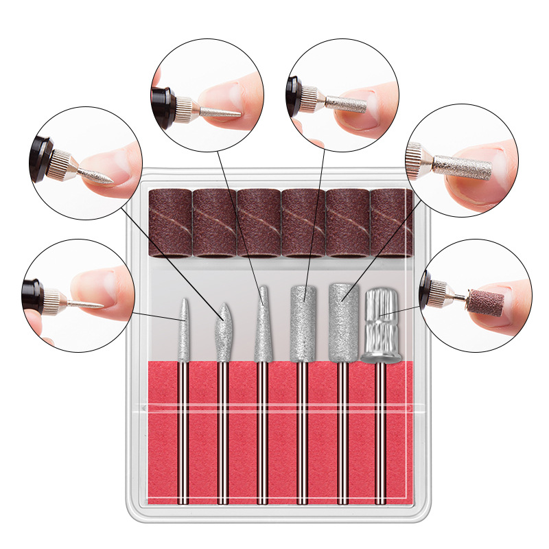 1Set 6 Bits Professional Electric Nail Drill Machine Kit Manicure Machine Nail Art Pen Pedicure Nail File Nail Art Tools Kit