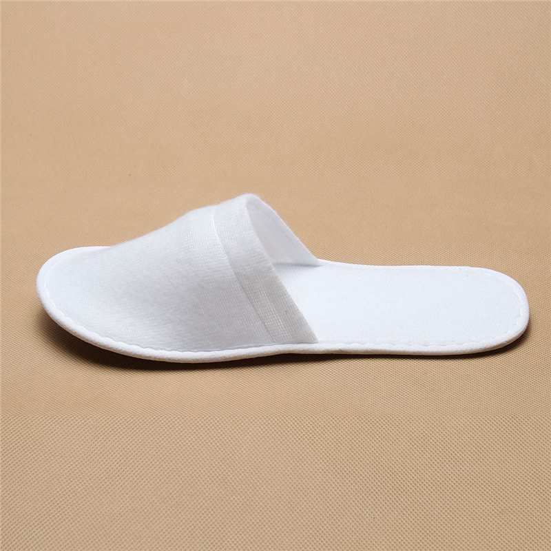 20/50/100Pairs White Disposable Slippers Towelling Hotel SPA Home Floor Slippers For Unisex Guest Breathable Indoor Shoes