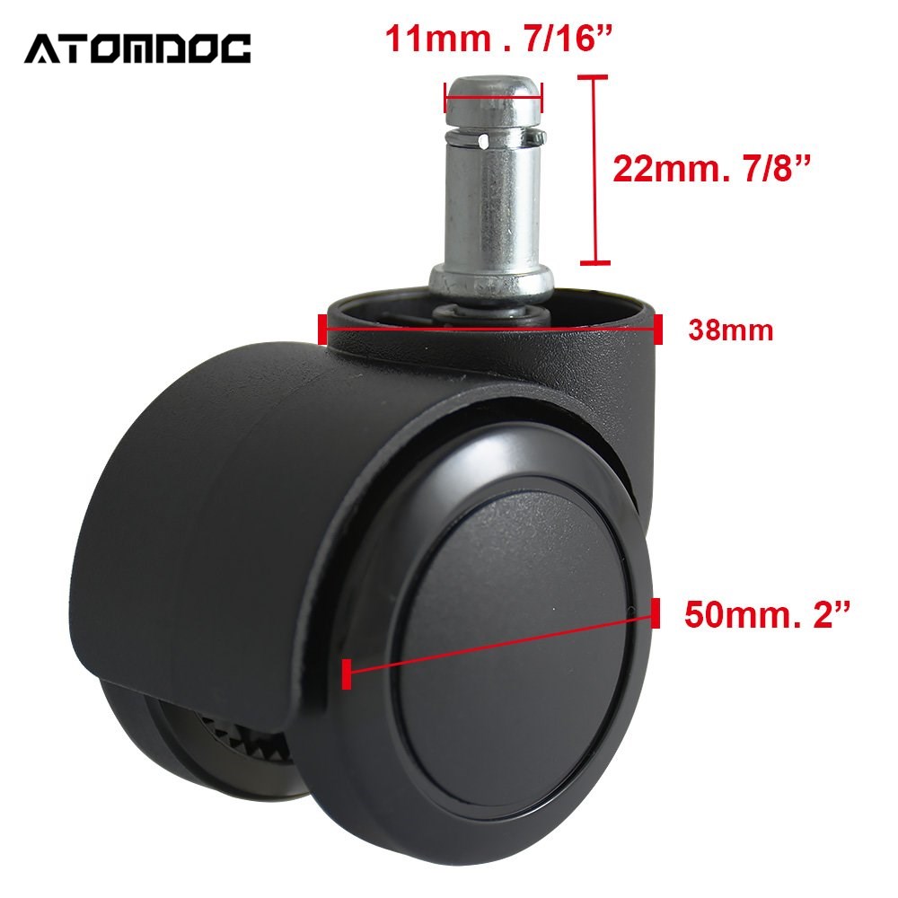ATOMDOC 2" Office Chair Caster Wheel Universal 50KG Wheel Replacement Office Chair Swivel Rollers 50MM Wheels Furniture Hardware