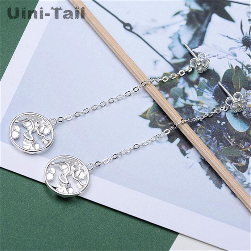 Uini-Tail hot 925 sterling silver Korean cherry long ear wire literary temperament ring plum earrings small fresh flower earring