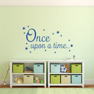 Once upon a Time Decal Book Corner Quote Vinyl Wall Sticker Living room tile kids wall Environmental ceiling sticker Y170706