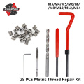 25pcs Metric Thread Repair Kit M3/M4/M5/M6/M7/M8/M10/M12/M14 Screw Thread Inserts For Restoring Damaged Threads Repair Tools