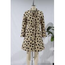 Women Vintage Polka Dots Printing Breasted Buttons Skirt