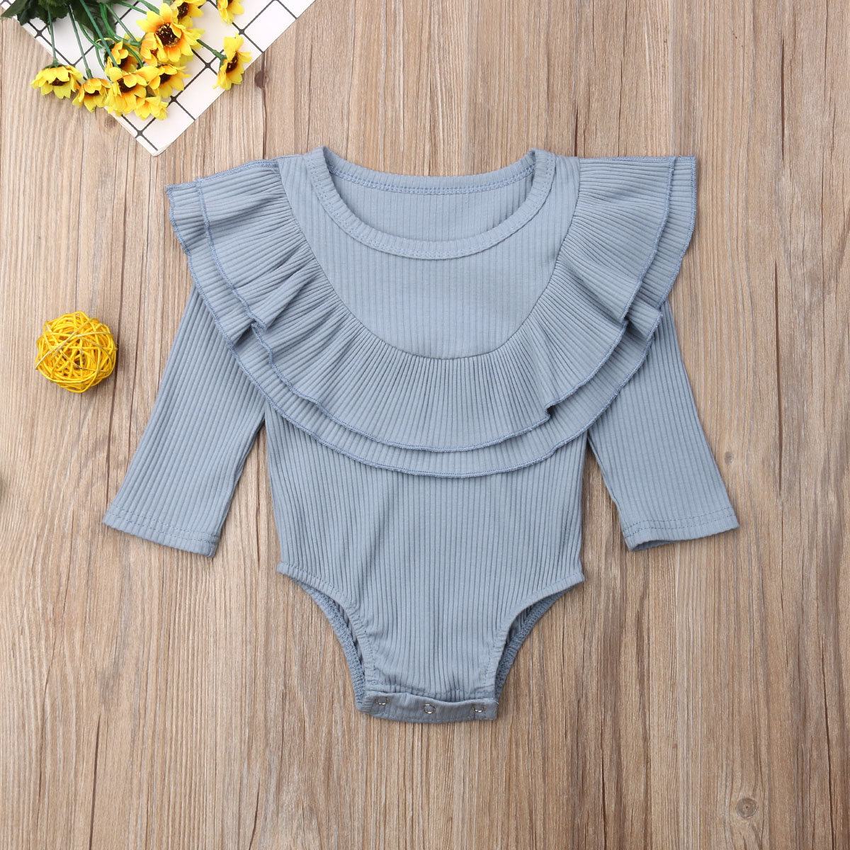 2019 Baby Spring Autumn Clothing Newborn Baby Girl Boys Ribbed Solid Bodysuit Long Sleeve Jumpsuit Playsuit Outfit Clothes 0-24M