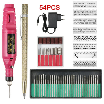 KKMOON 54pcs Portable Electric Nail Drill Buffer Kit Micro Engraver Pen Mini DIY Vibro Engraving Cordless Tool Polish Machine
