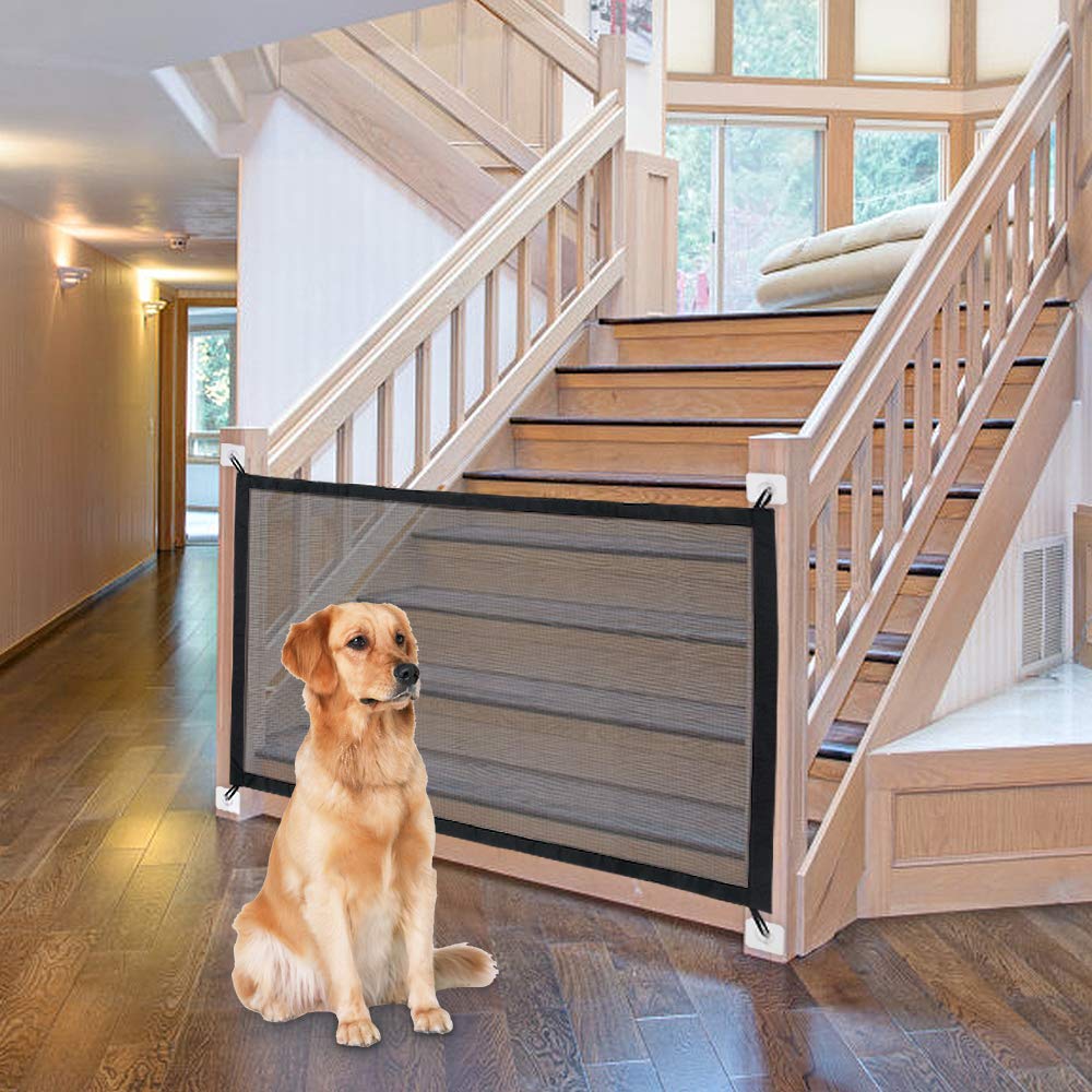 Removable Portable Dog Gate Pets Barrier Fences Breathable Mesh Dog Safety Door Pet Guard Isolated Fence Dogs Baby Safety Fence