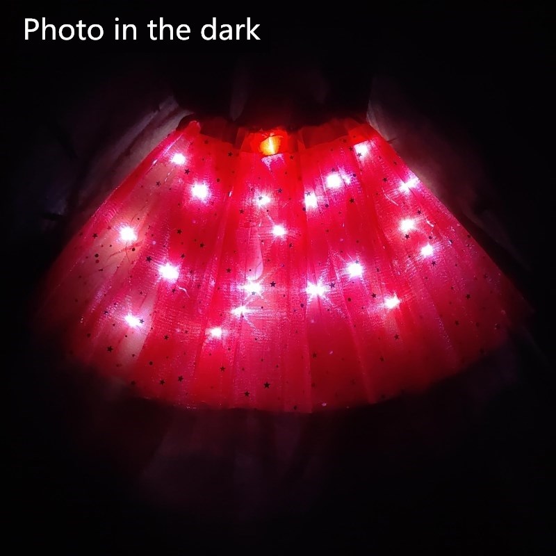 Light LED Girl Kids Clothes Star Tutu Skirt Princess Party Tutus Tulle Pettiskirt Child Ballet Dance Halloween
