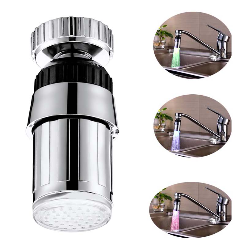 1PC Faucet Extender Bathroom Product 360°Rotation Temperature Control LED Light Faucet Water Pressure Self-generation Water Tap