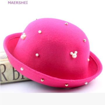 MAERSHEI Children's Hat Curl Dome Hat Korean New Beads British Wild Parenting Hat