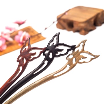 Sandalwood Butterfly Hair stick hair jewelry Natural fragrance Hand-carved hairpin chinese Vintage jewellery for women girl 2019