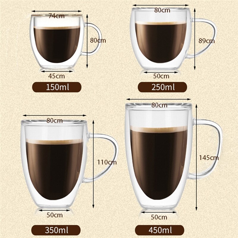 1pcs Double Wall Glass Cup Beer Coffee Heart Cups Heat Resistant Healthy Drink Mug Tea Mugs Transparent Drinkware Dropshipping
