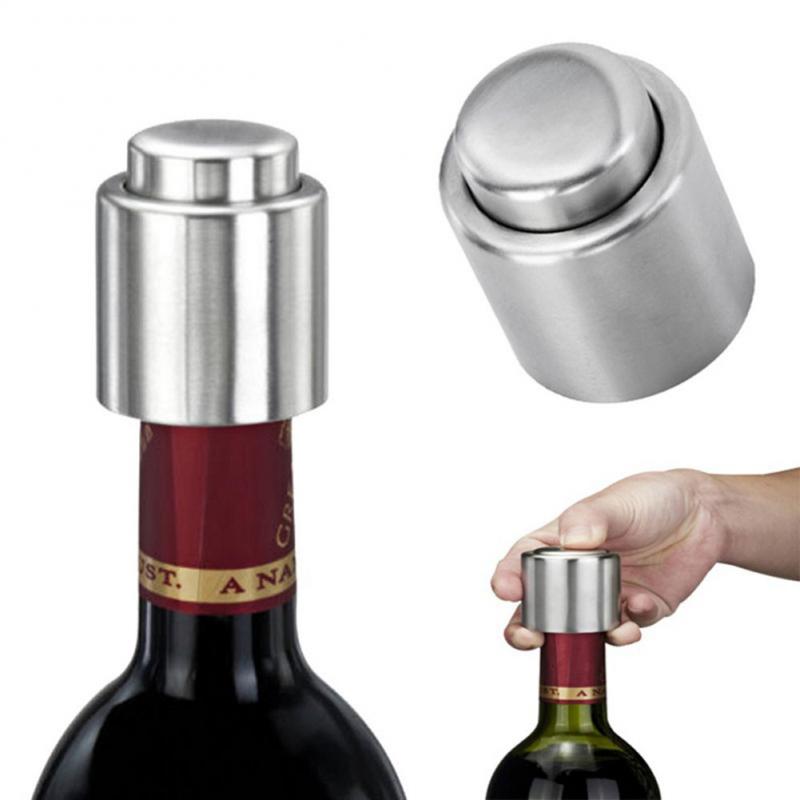 5Pcs Stainless Steel Wine Bottle Stopper Vacuum Red Wine Cap Sealer Fresh Keeper Bar Tools Bottle Cover Kitchen Accessories