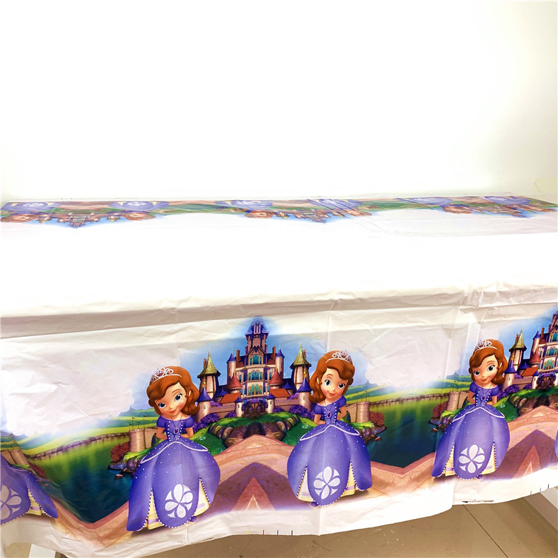 108x180cm 1pcs Princess Sofia Theme Tablecloth Kids Happy Birthday Party Supplies Decoration Baby Shower Disposable Table Cover
