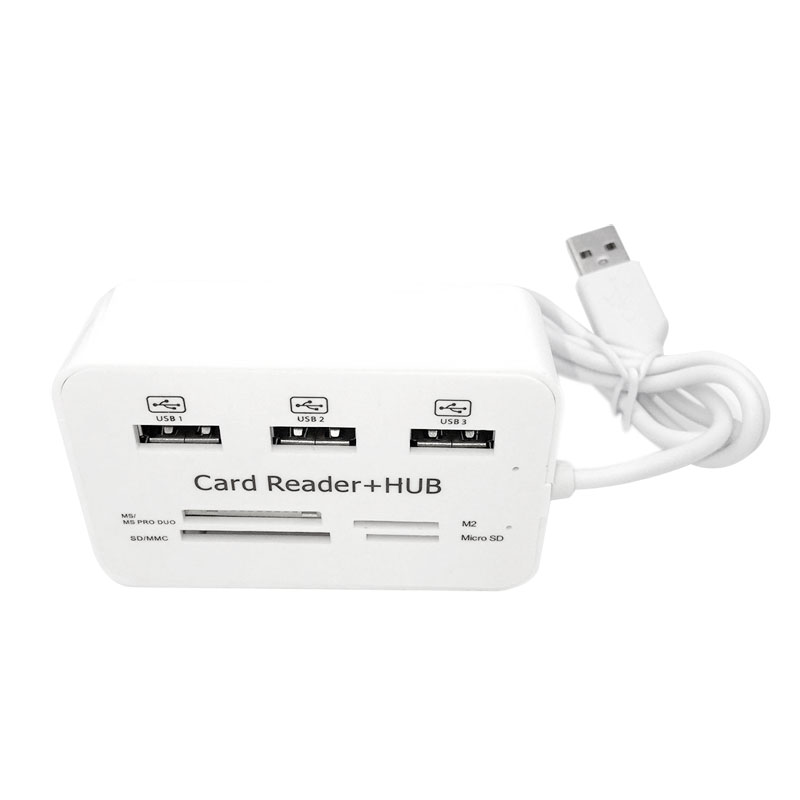 Portable All In One USB 2.0 Hub 3 Ports With USB Card Reader Hub 2.0 480Mbps Combo For MS/M2/SD/MMC/TF For PC Laptop Card Reader
